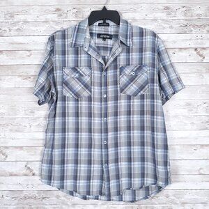 Linea Dome Mens Shirt L Button Up Plaid 665A